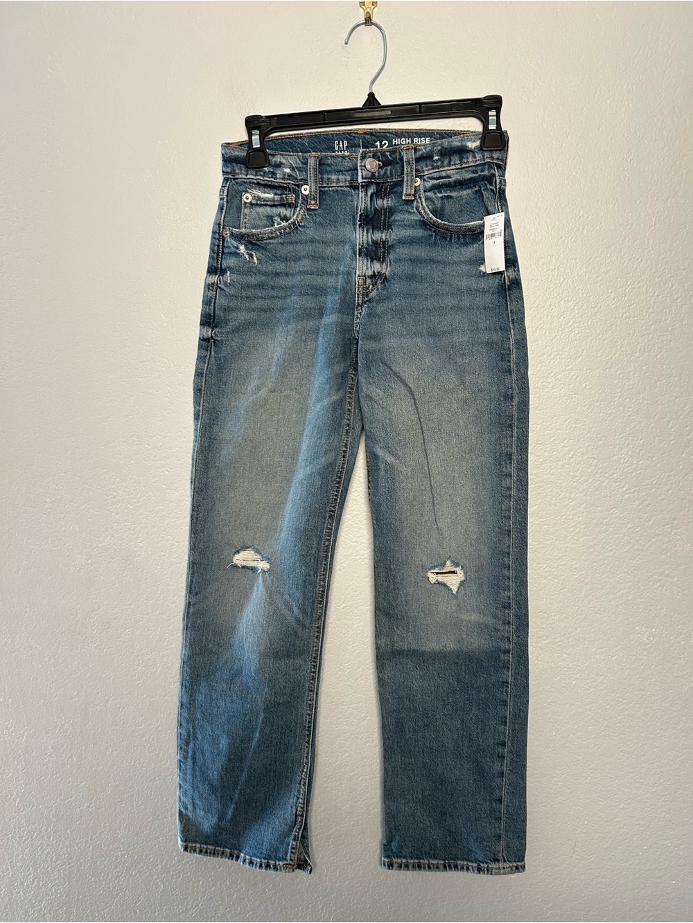 NWT GAP Kids High-Rise '90s Loose Jeans - Denim Blue Size 12 adjustable waist